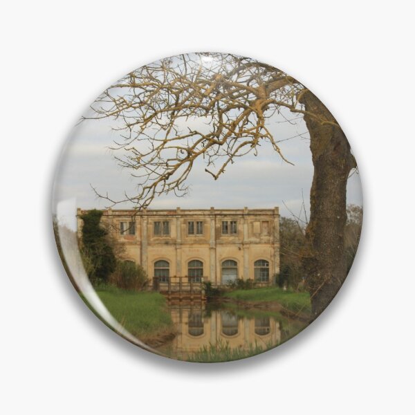 Item preview, natural panorama with an ancient industrial structure the old dewatering building on the Arno river among the green grass in coltano pisa tuscany designed and sold by alessiapenny.