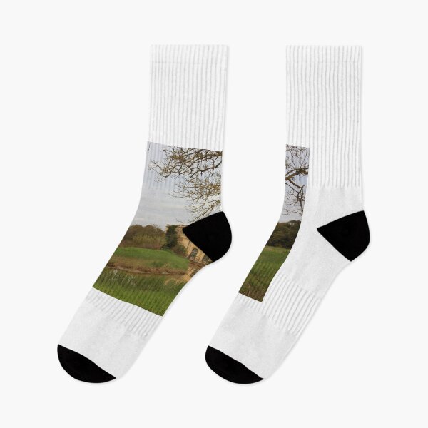 Item preview, natural panorama with an ancient industrial structure the old dewatering building on the Arno river among the green grass in coltano pisa tuscany designed and sold by alessiapenny.