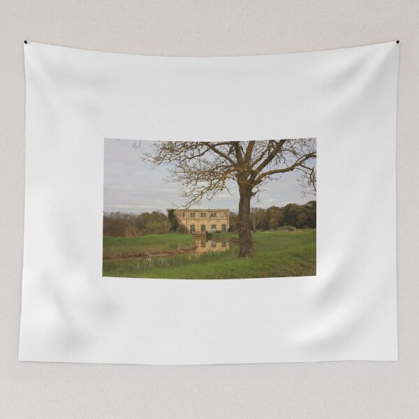 Item preview, natural panorama with an ancient industrial structure the old dewatering building on the Arno river among the green grass in coltano pisa tuscany designed and sold by alessiapenny.