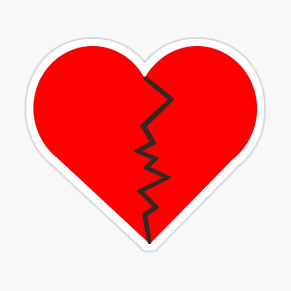 broken heart /broken hearted best for mask,t shirt,chiffon tops,stickers journal,notebook and more Sticker