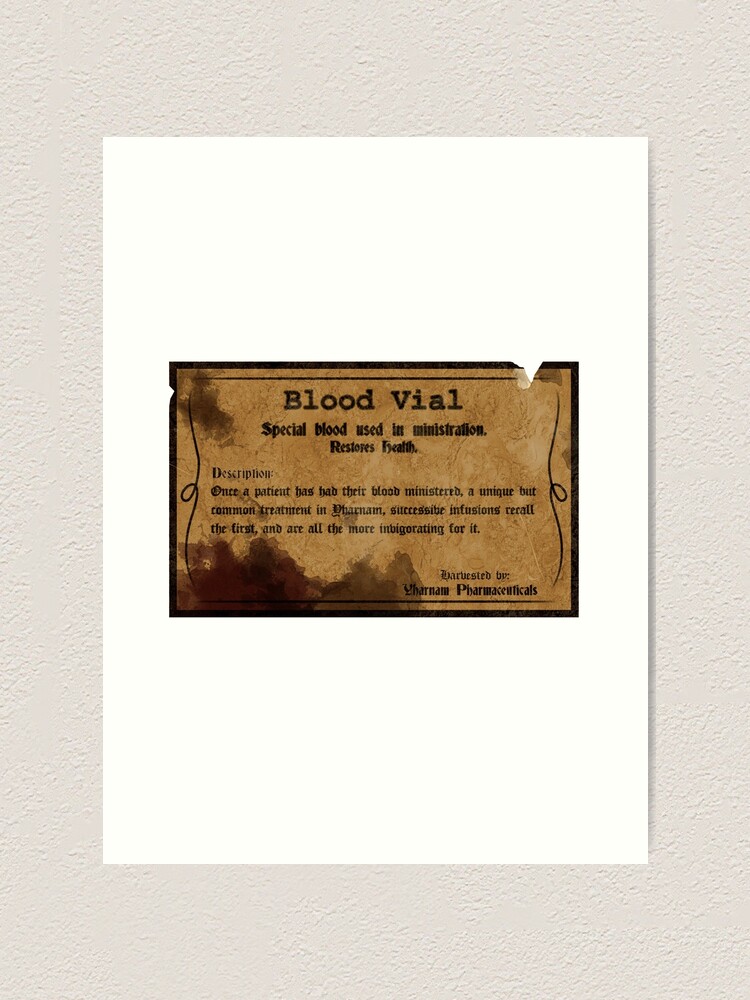 Blood Vial Bloodborne Art Print By Andersen0409 Redbubble   Farp,small,wall Texture,product,750x1000 