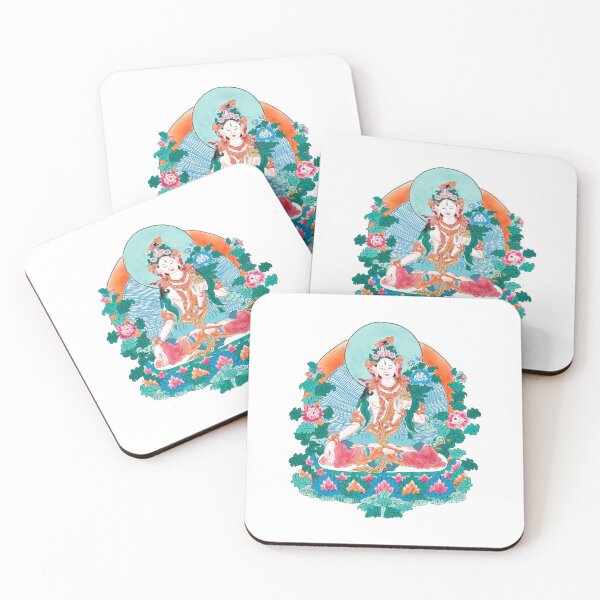 Item preview, Watercolor Illustration of White Tara Thangka | 白度母 designed and sold by iswenyi.