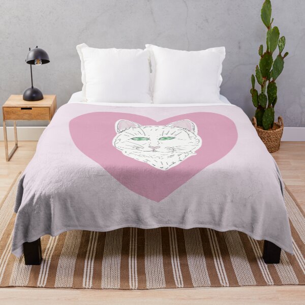 Item preview, White Cat and Pink Heart designed and sold by Luaillustration.