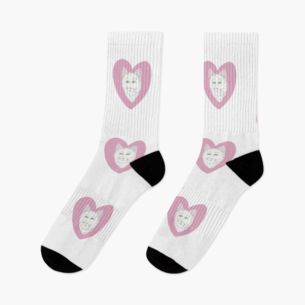 Item preview, White Cat and Pink Heart designed and sold by Luaillustration.
