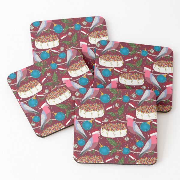 Item preview, Christmas Australian Gallah Parrot Cockatoo Burgundy  designed and sold by Lozzie Eliza Designs.
