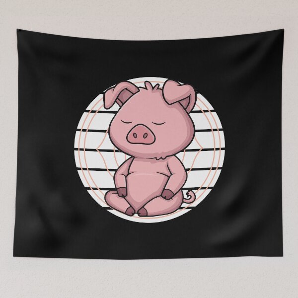 Item preview, Zen yoga mindfulness meditation pig designed and sold by Nessshirts.