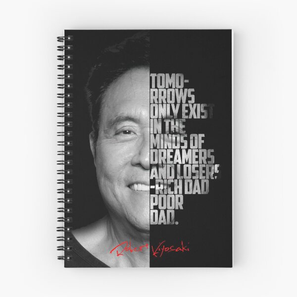 Item preview, Black and white Robert Kiyosaki Rich Dad Poor Dad quote. designed and sold by Enea Kelo.