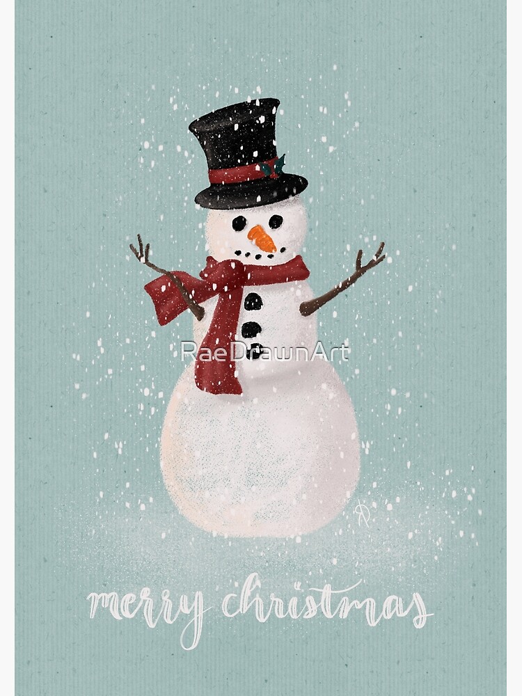 Tarjetas de felicitación «Muñeco de nieve - Serie de Navidad en colores  pastel» de RaeDrawnArt | Redbubble