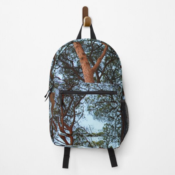 Item preview, green foliage of trees and branches and trunks of pine in the Tuscan countryside against the sky in italy designed and sold by alessiapenny.