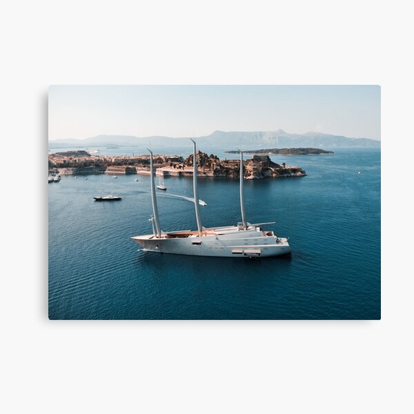 Superyacht at old Fortress of Corfu Canvas Print