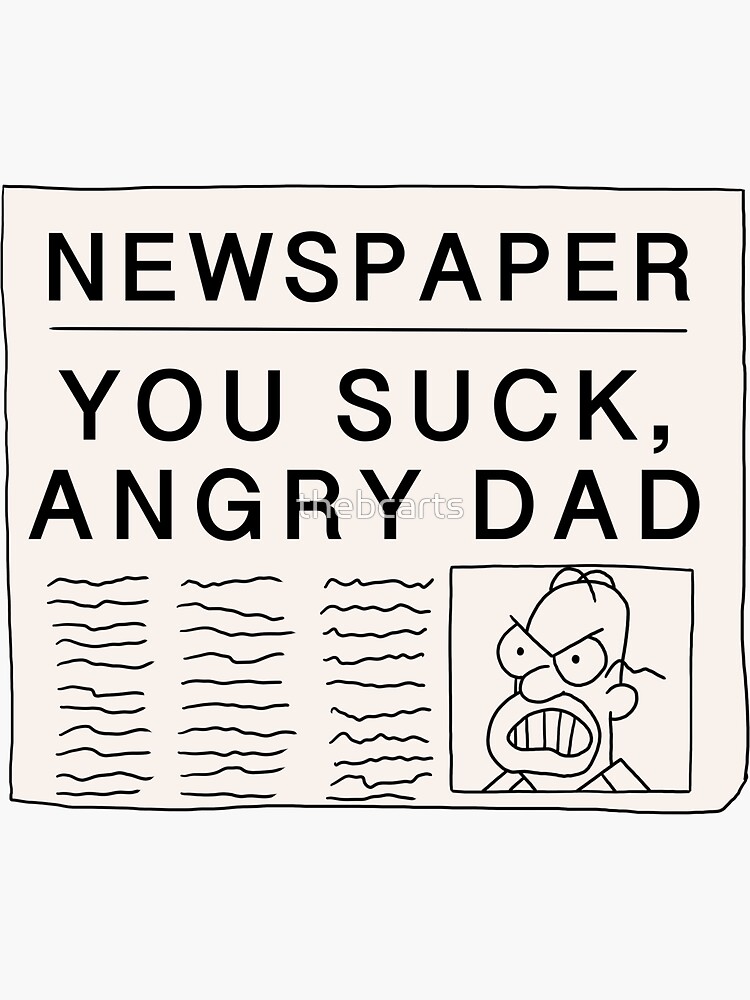 Thumbnail 3 of 3, Sticker, The Simpsons Angry Dad Newspaper designed and sold by thebcarts.