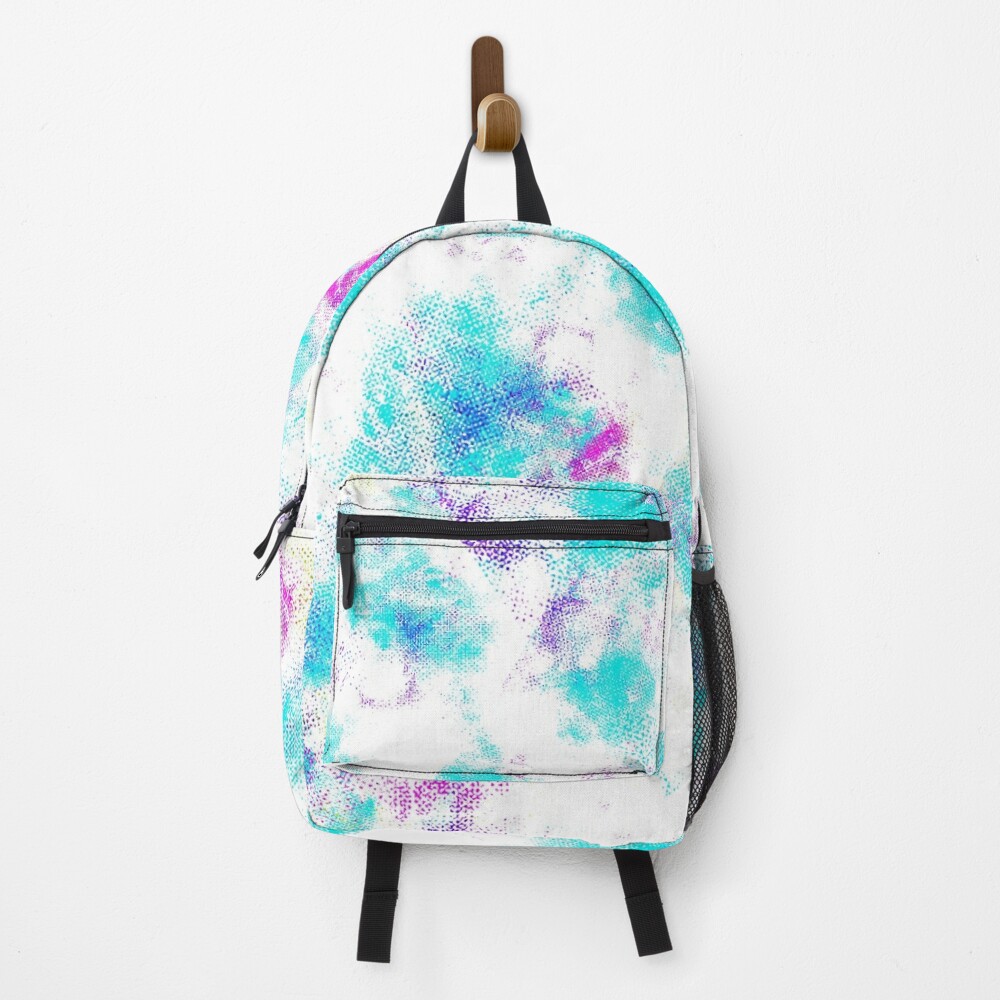Discover 90's Style Pink And Blue Tie Dye Backpack