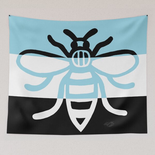 Item preview, Manchester Worker Bee Blue White Black Stripes 1 2020 designed and sold by MarkEdz.
