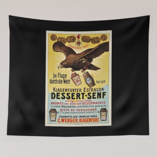 Item preview, retro klagenfurter estragon dessert senf im fluge durch die welt designed and sold by CorasPosters.