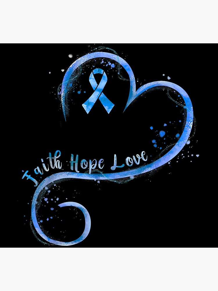 Faith Hope Love Dark Blue Ribbon Colon Cancer Awareness Art Board