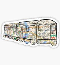 NYC Subway Map on a NYC subway car which goes too NYC, east river, Brooklyn, queens, Bronxs, Manhattan Sticker