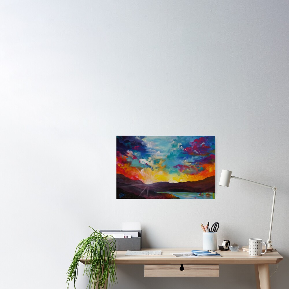 pixel sunrise original oil painting poster by nlucero redbubble pixel sunrise original oil painting poster by nlucero redbubble