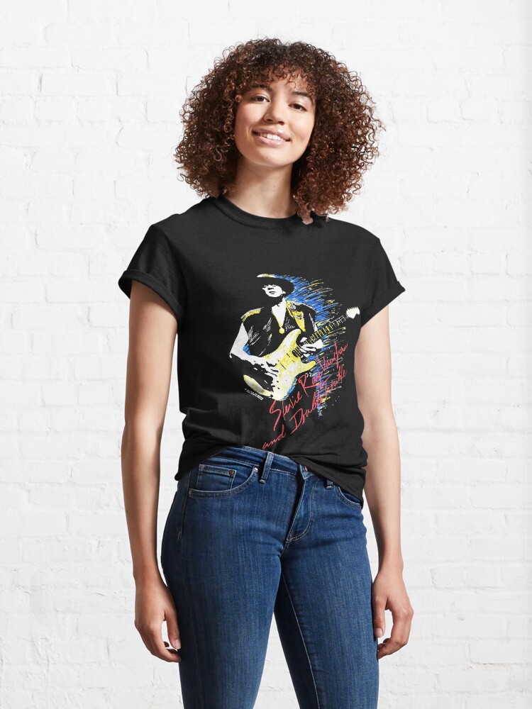 Alternate view of RARE Vintage 90s 1990 90 SRV Stevie Ray Vaughan In Step Final Tour before death double sided Classic T-Shirt