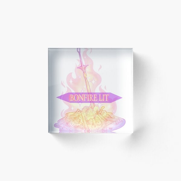 Pastel Bonfire Lit, Darksouls Tshirt Acrylic Block