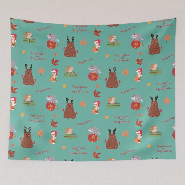 Item preview, Merry Christmas quarantine, happy lock-down, cute animals designed and sold by NomadMessenger.