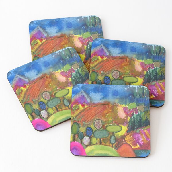 Item preview, abstract watercolor landscape: fields designed and sold by kosarandrea.