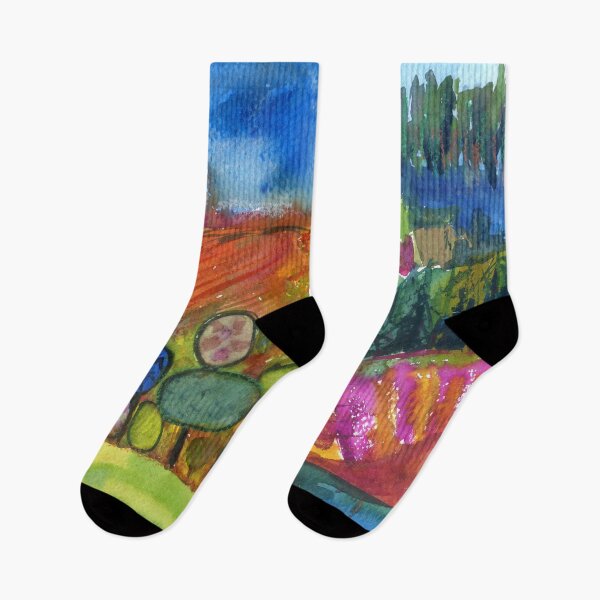 Item preview, abstract watercolor landscape: fields designed and sold by kosarandrea.