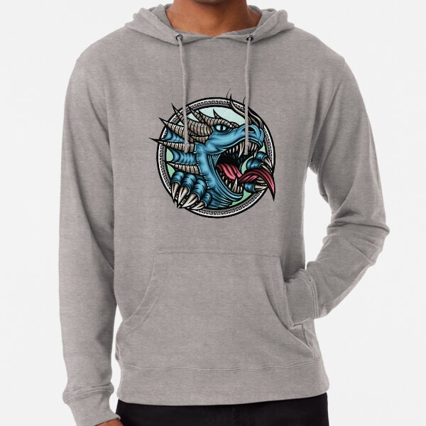 Angry blue dragon reptile Lightweight Hoodie