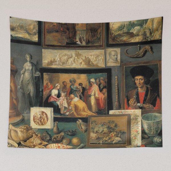 Aperçu de l'œuvre Frans Francken (II), vintage art gallery painting Kunst- und Raritätenkammer (1636) créée et vendue par Vintage Designs +.