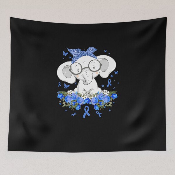 Item preview, Diabetes Awareness Elephant Flowers Blue Ribbon Gift designed and sold by CreativeGift.