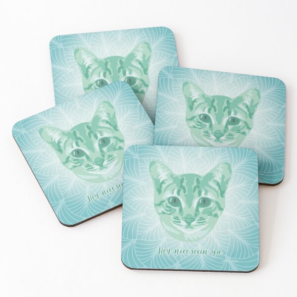 Item preview, Neo Mint Cat Face "Hey, nice seein' ya" designed and sold by DuFauna.