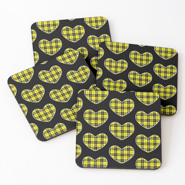 Item preview, Buttercup Yellow Tartan Heart | Scotland | Cute Tartan on Black designed and sold by cutetartanshop.
