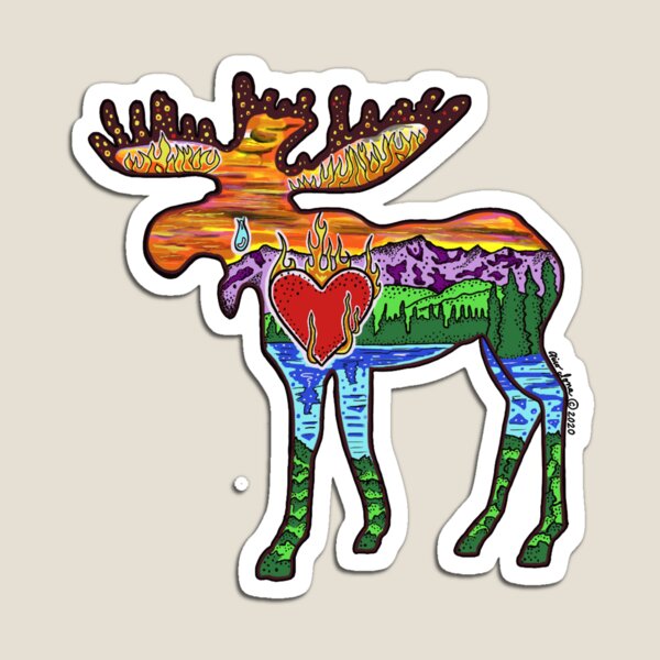 Heart Afire Moose Magnet