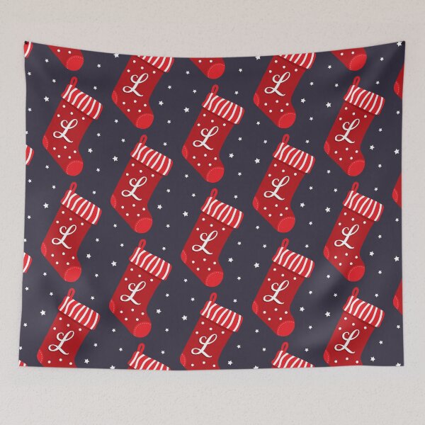 Item preview, Christmas Stocking with Letter L designed and sold by VicEllisArt.