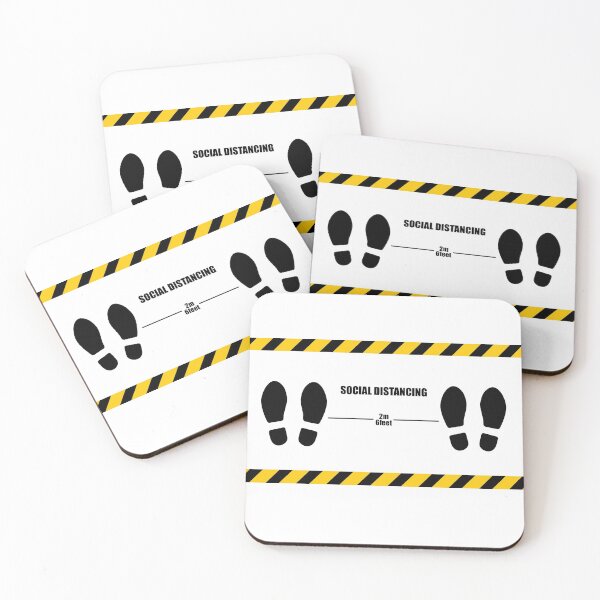 Item preview, Social Distancing . 2m 6feet Sticker , stop Wait Here Text Illustration Background Covid19 designed and sold by MarketVisionAV.