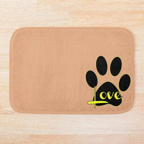 Aperçu de l'œuvre Puppy Love Paw Print Design noir et jaune créée et vendue par Mindsofcreation.