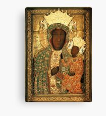Polish Black Madonna Icon, Christian Catholic art. Our Lady of Czestochowa wall art Canvas Print