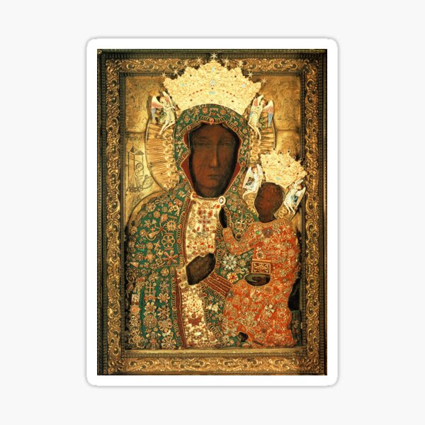 Item preview, Polish Black Madonna Icon, Christian Catholic art. Our Lady of Czestochowa wall art designed and sold by tanabe.