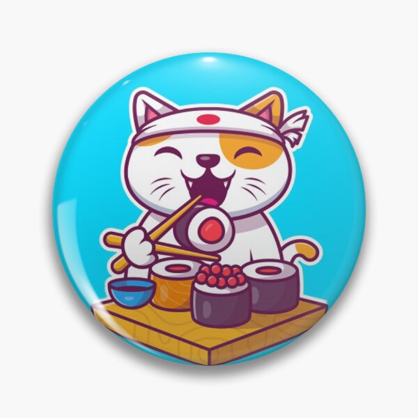 Item preview, Cute kitten eating sushi cartoon designed and sold by MisoraA.