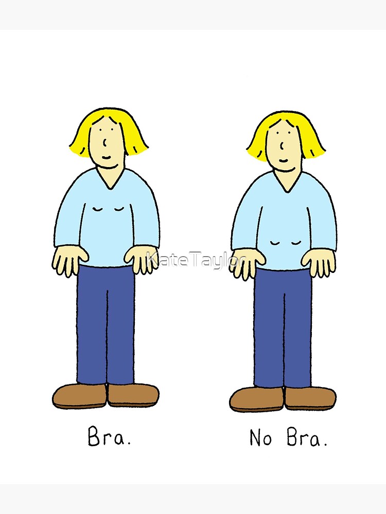 Bra No Bra Middle Age Female Cartoon Humor Sticker for Sale by KateTaylor