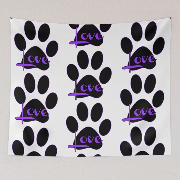Item preview, Puppy Love Paw Print Black and Purple Design designed and sold by Mindsofcreation.