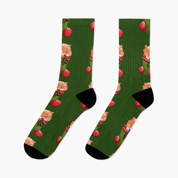 Item preview, Watercolor red kitten sleeps in a Christmas candy boot designed and sold by Alekseevna.