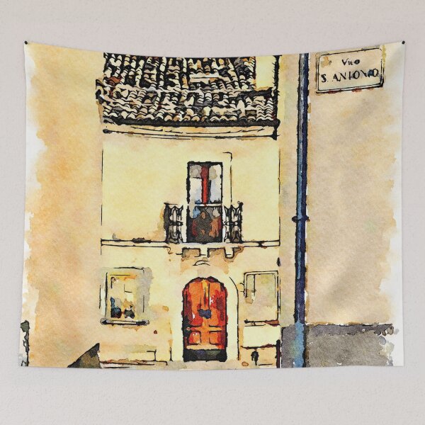 Item preview, Borrello: foreshortening with door balcony and window designed and sold by Giuseppe Cocco.