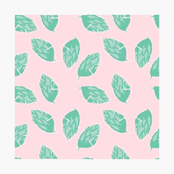 Item preview, Green Emerald Mint Leaves on pink background Repeated Pattern designed and sold by conceptDVS.