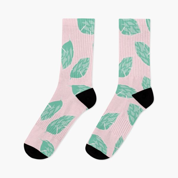 Aperçu de l'œuvre Feuilles de menthe verte émeraude sur fond rose motif répété créée et vendue par conceptDVS.