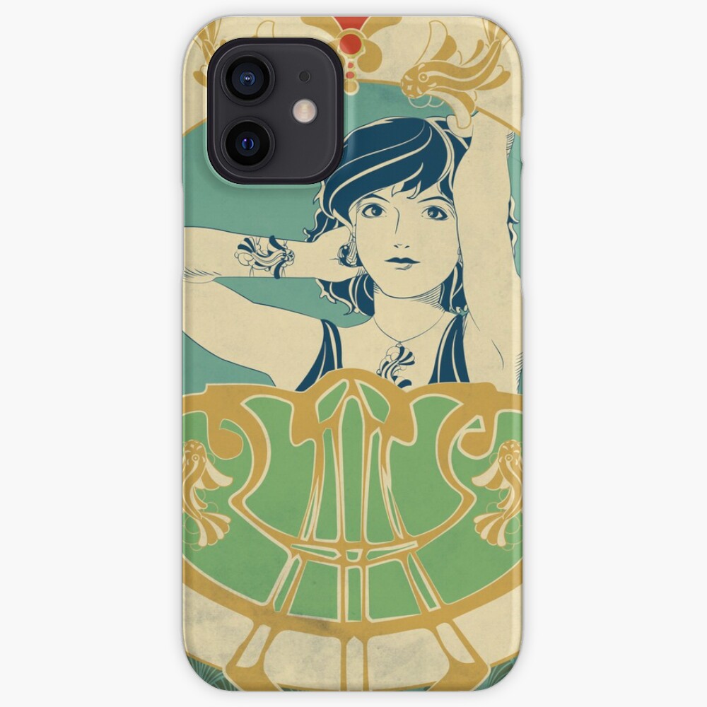 Coque iPhone « Parure Poisson bleu - Illustration Art Nouveau»