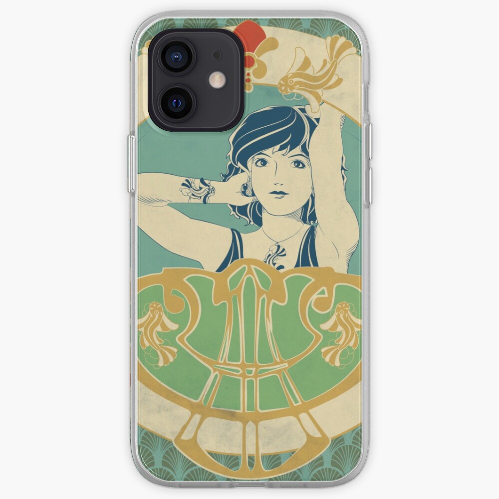 Coque iPhone « Parure Poisson bleu - Illustration Art Nouveau»