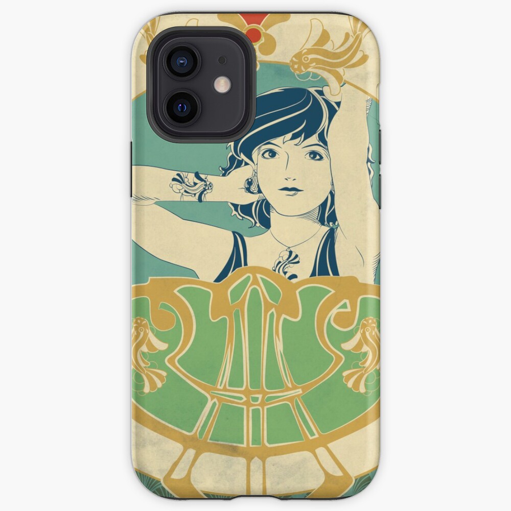 Coque iPhone « Parure Poisson bleu - Illustration Art Nouveau»