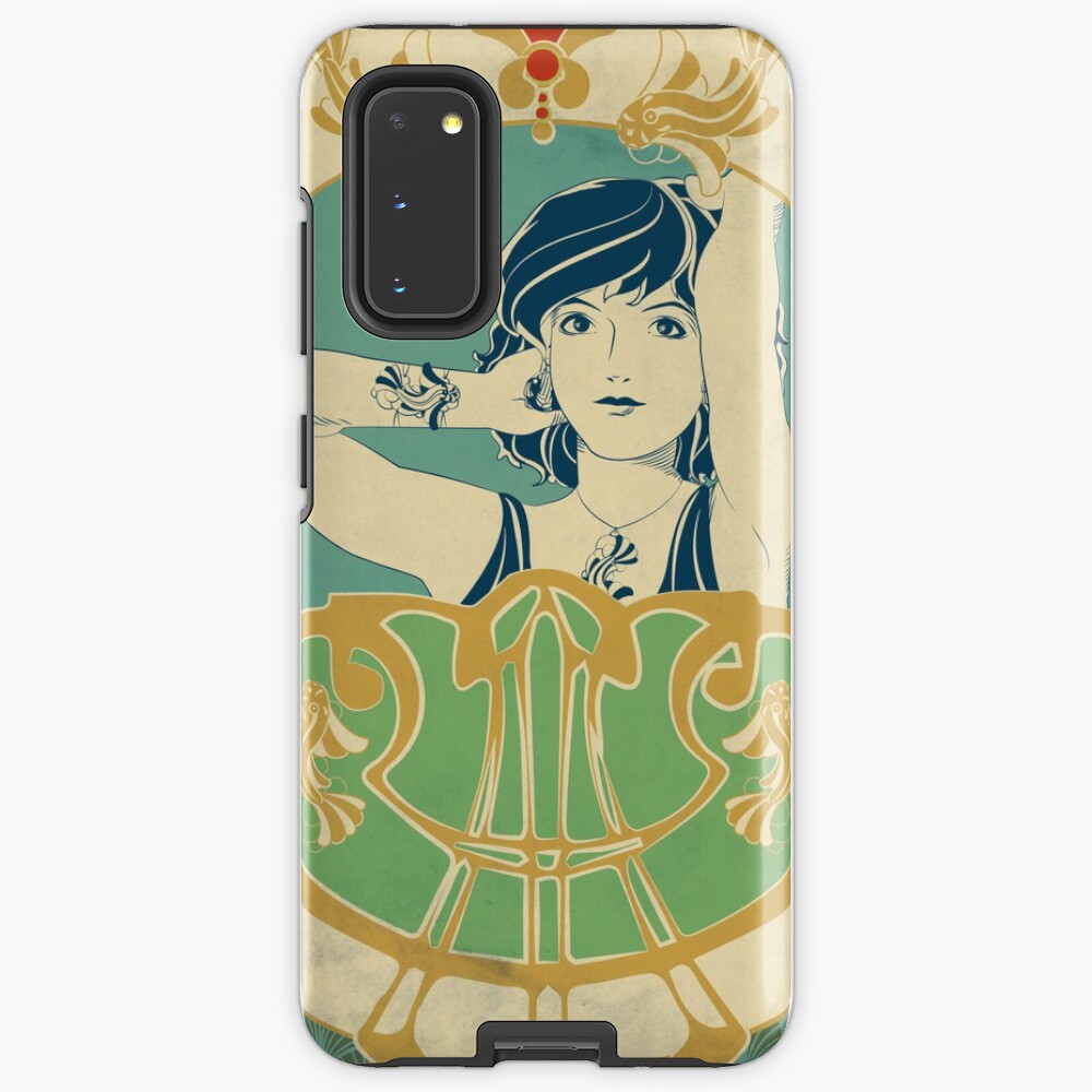 Coque et skin adhésive Samsung Galaxy « Parure Poisson bleu - Illustration Art Nouveau»