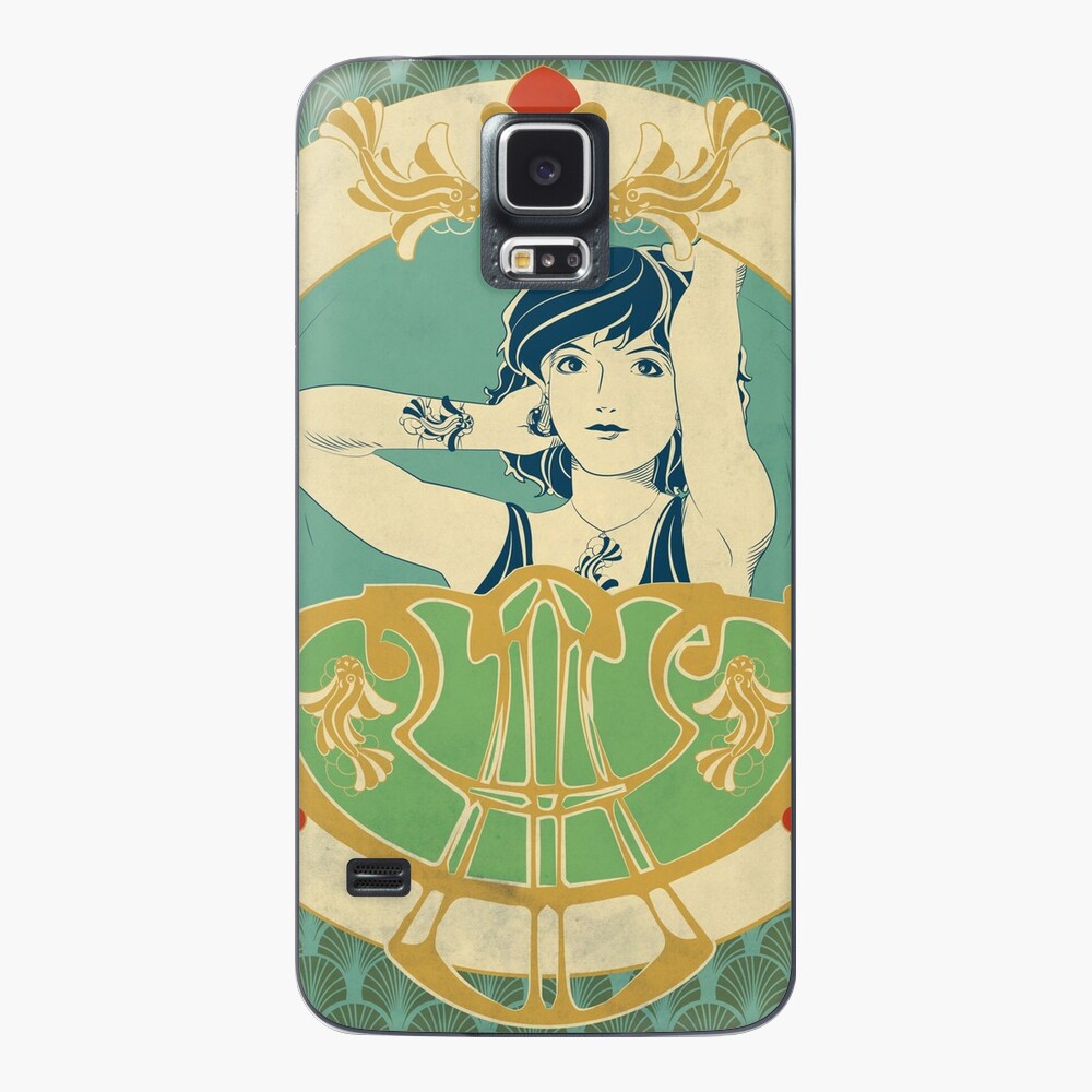 Coque et skin adhésive Samsung Galaxy « Parure Poisson bleu - Illustration Art Nouveau»