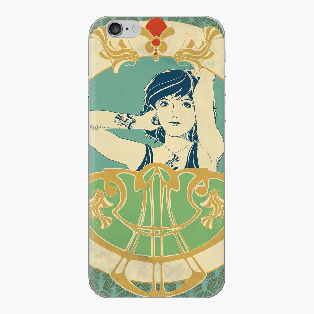 Skin (autocollant) iPhone « Parure Poisson bleu - Illustration Art Nouveau»